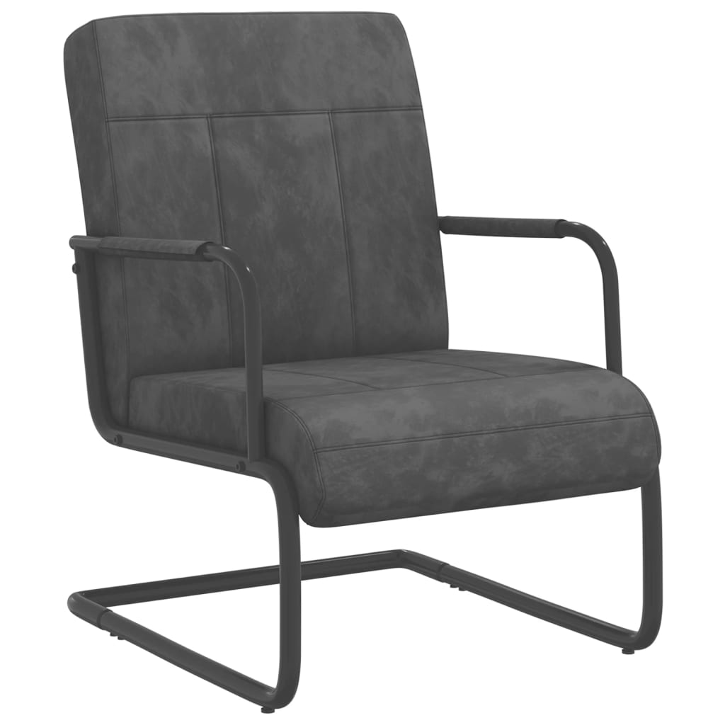 Silla voladiza de terciopelo gris oscuro