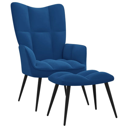 Sillón relajante con reposapiés terciopelo azul