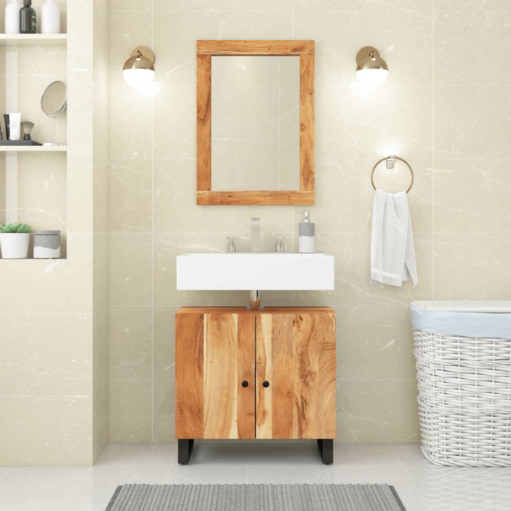 2-piece bathroom furniture set solid acacia wood 