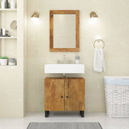 Bathroom furniture set 2 pieces solid mango wood 