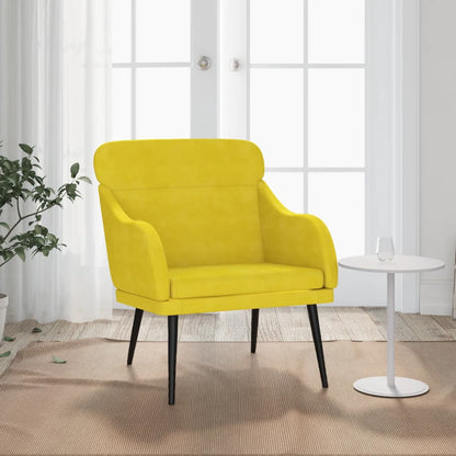 Sillón de terciopelo amarillo 63x76x80 cm