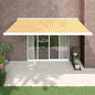 Toldo retráctil aluminio y tela amarillo y blanco 4x3 m