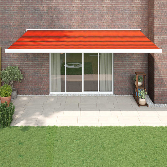 Toldo retráctil aluminio y tela naranja y marrón 5x3 m