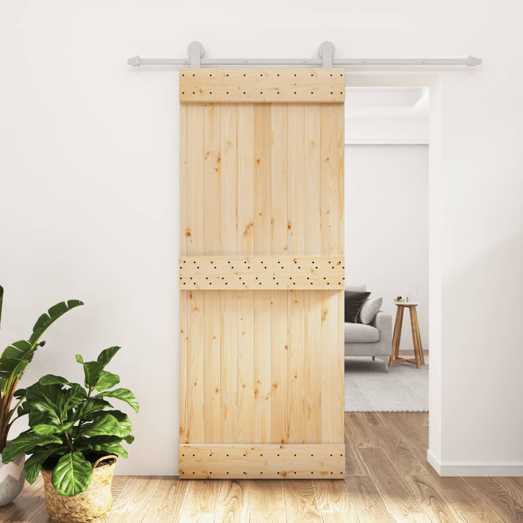 Puerta corredera con herrajes madera maciza de pino varias medidas