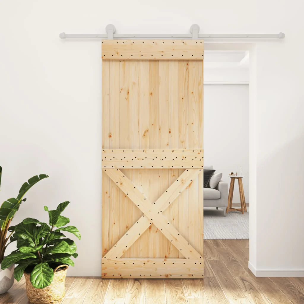 Puerta corredera con herrajes madera maciza de pino varias medidas