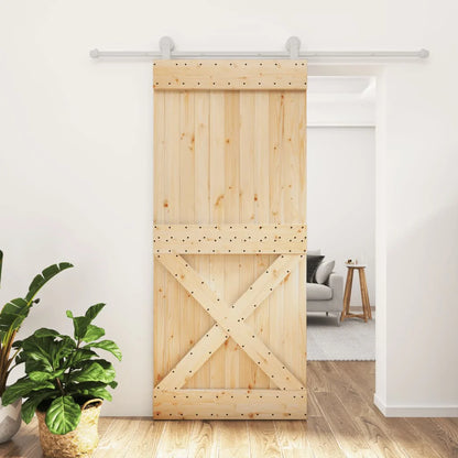 Puerta corredera con herrajes madera maciza de pino varias medidas