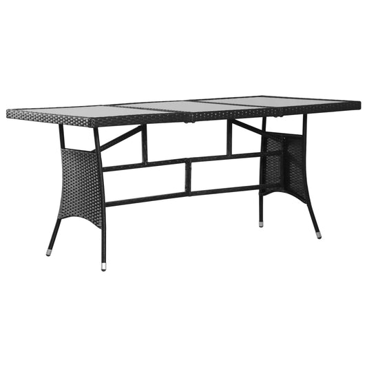 Black synthetic rattan garden table 170x80x74 cm