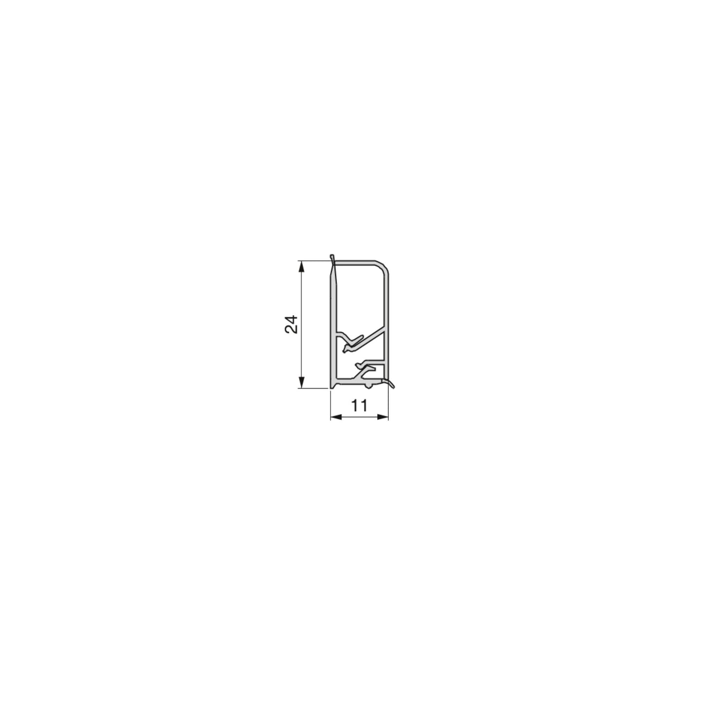 Emuca Set of 2 Miniline rectangular kitchen copings with installation accessories, 2 bars 2.35m long, Plastic, Satin anodized