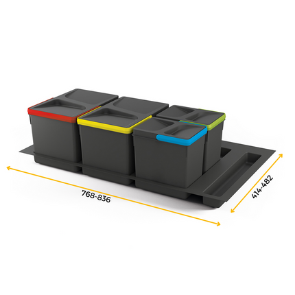 Kit de contenedores de reciclaje para cajón de cocina con base