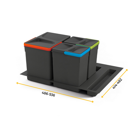 Kit de contenedores de reciclaje para cajón de cocina con base
