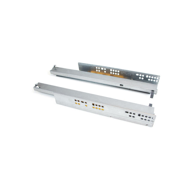 Juego de guías ocultas para cajones Silver, de extracción total, con push, Acero, Cincado