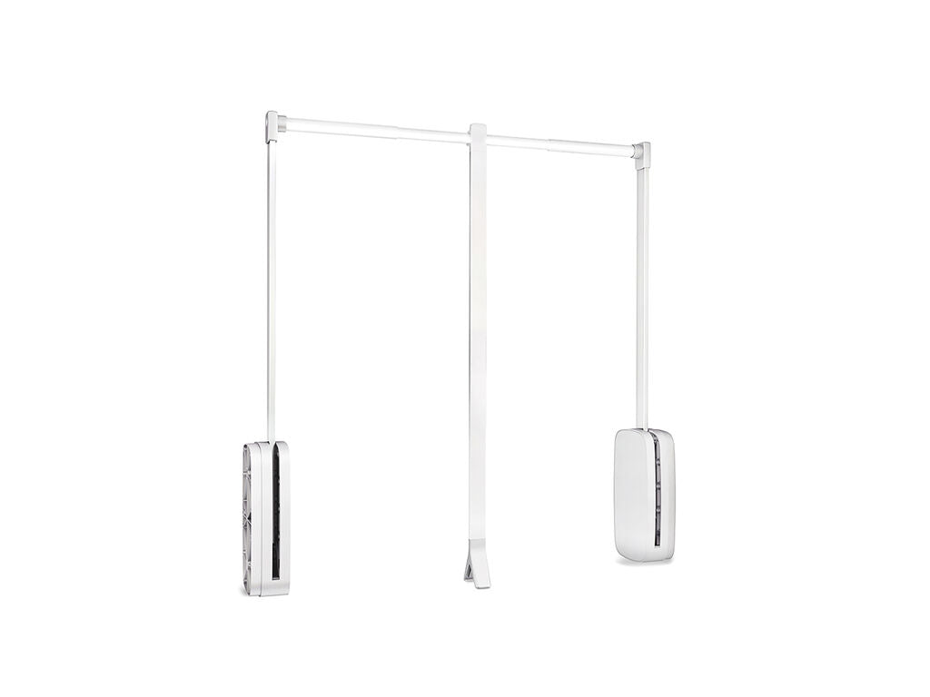 Emuca Sling folding wardrobe hanger, adjustable width 600-830mm, Steel and Plastic, White plastic