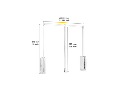 Emuca Sling folding wardrobe hanger, adjustable width 600-830mm, Steel and Plastic, White plastic