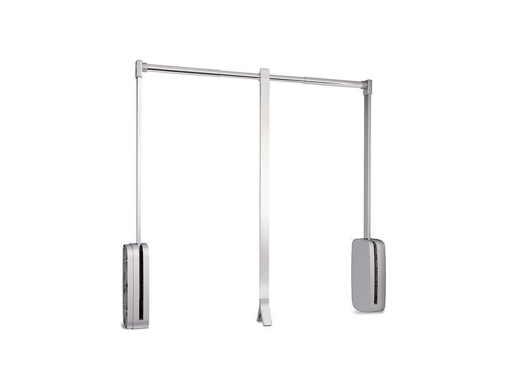 Emuca Sling folding wardrobe hanger, adjustable width 600-830mm, Steel and Plastic, White plastic