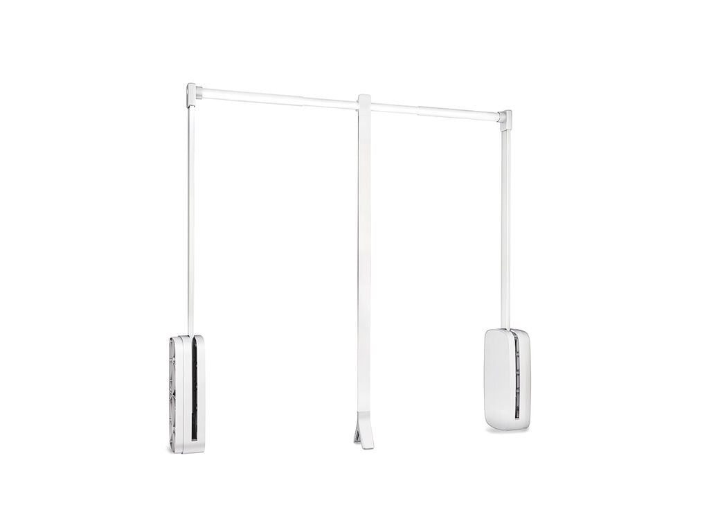 Emuca Sling folding wardrobe hanger, adjustable width 600-830mm, Steel and Plastic, White plastic