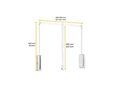 Emuca Sling folding wardrobe hanger, adjustable width 600-830mm, Steel and Plastic, White plastic