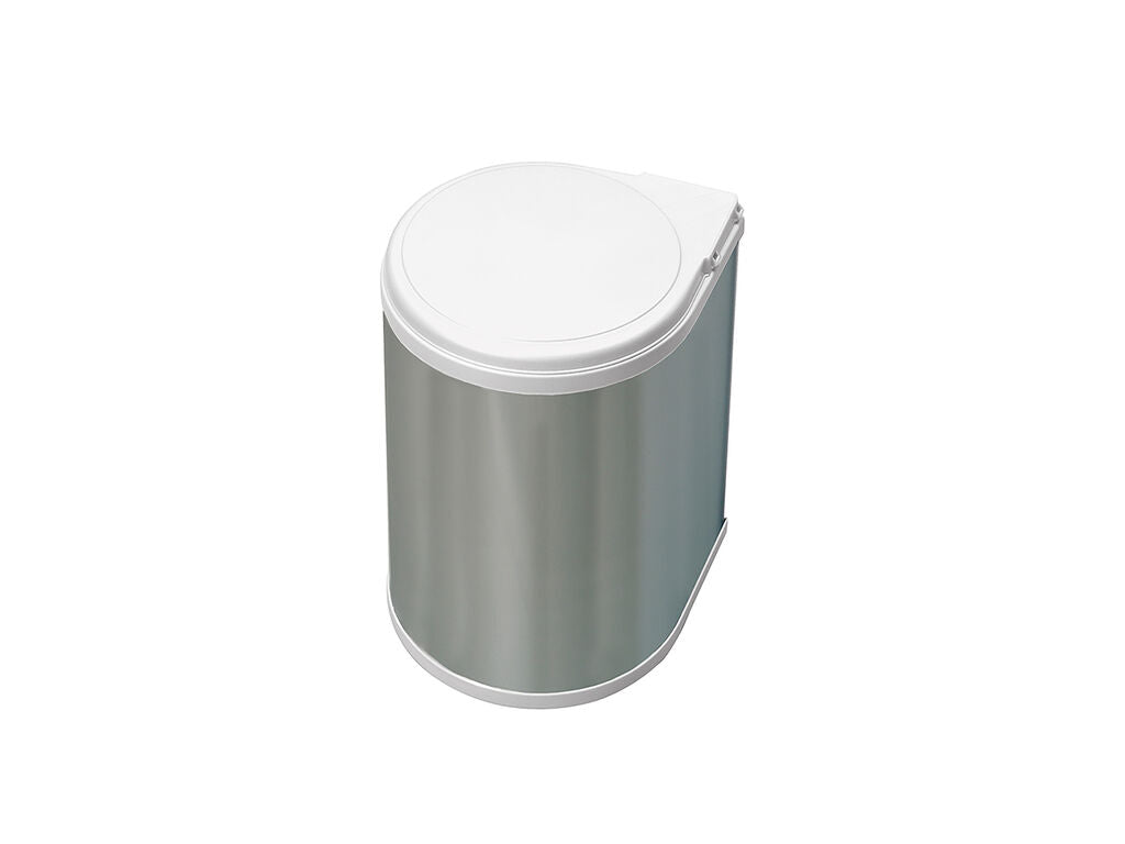 Emuca Recycling container for fixing to the furniture door, 1 removable 13-litre container, Plastic, White