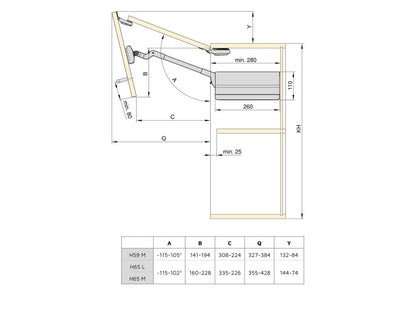 Juego de compases para puertas elevables Agile Flap, Acero y Plástico