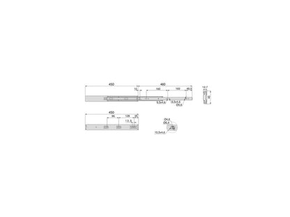 Emuca Lot of 5 sets of drawer guides, ball bearing, height 45mm, depth 650mm, full extension, soft closing, zinc plated