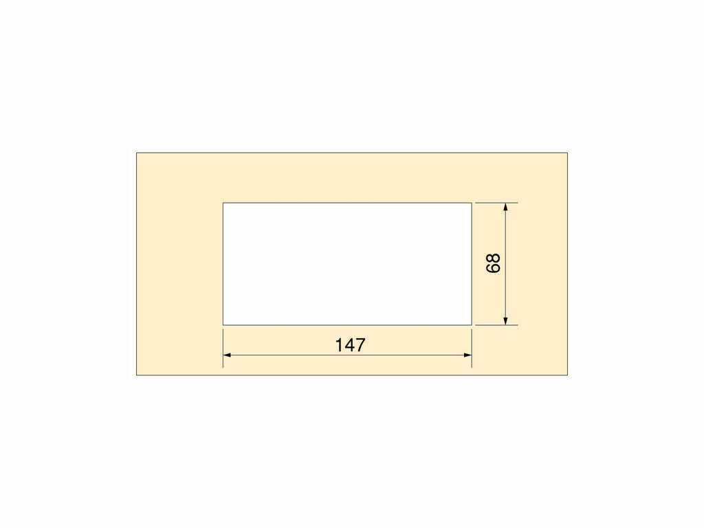 Quadrum table grommet, rectangular, 159, Matt anodized, Aluminum. 