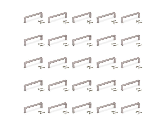 Emuca Lote de 25 tiradores para mueble Fuji, L135mm, intereje 128mm, Zamak, Niquel satinado