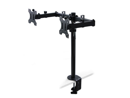 Emuca 360° tilting and rotating monitor stands for desks, Double, Steel, Black painted