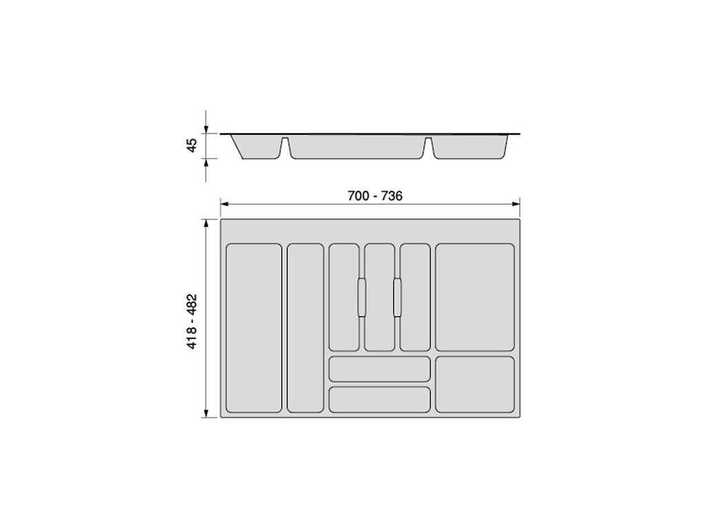 Emuca Optima cutlery holder for adaptable universal drawer