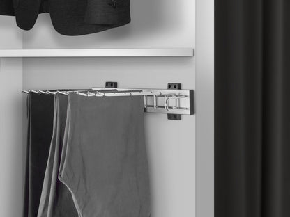 Emuca Side-mounted trouser rack for Self wardrobe, Left hand, Steel and Plastic and Aluminium, Chrome