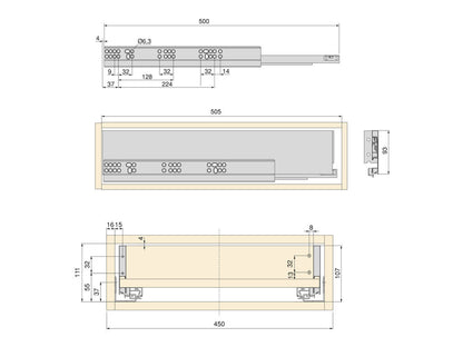 Juego de cajones para cocina baño Vertex altura 93mm con tableros incluidos