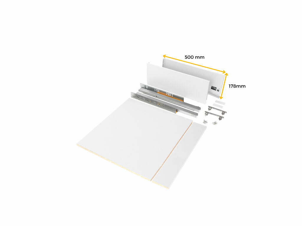 Kit de cajón para cocina o baño Vertex de altura 178mm con tableros incluidos