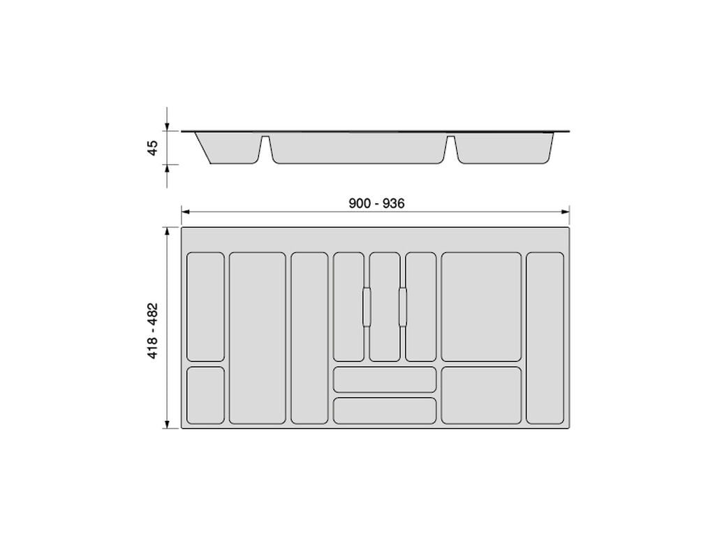 Emuca Optima cutlery holder for adaptable universal drawer