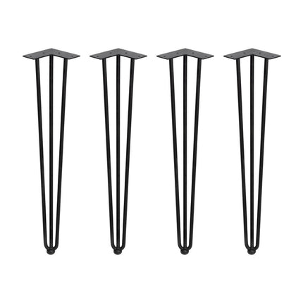Emuca Conjunto de 4 pés Hairpin com 3 varões para mesa, altura 710 mm