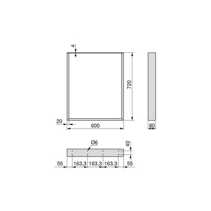 Emuca Conjunto de pés retangulares quadrados para mesa