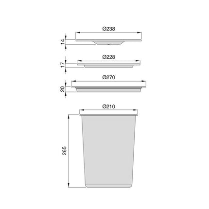 Emuca Cubo de basura empotrable para encimera de cocina Recycle, 1 vaso extraíble de 5/7 litros, Acero inoxidable y Plástico
