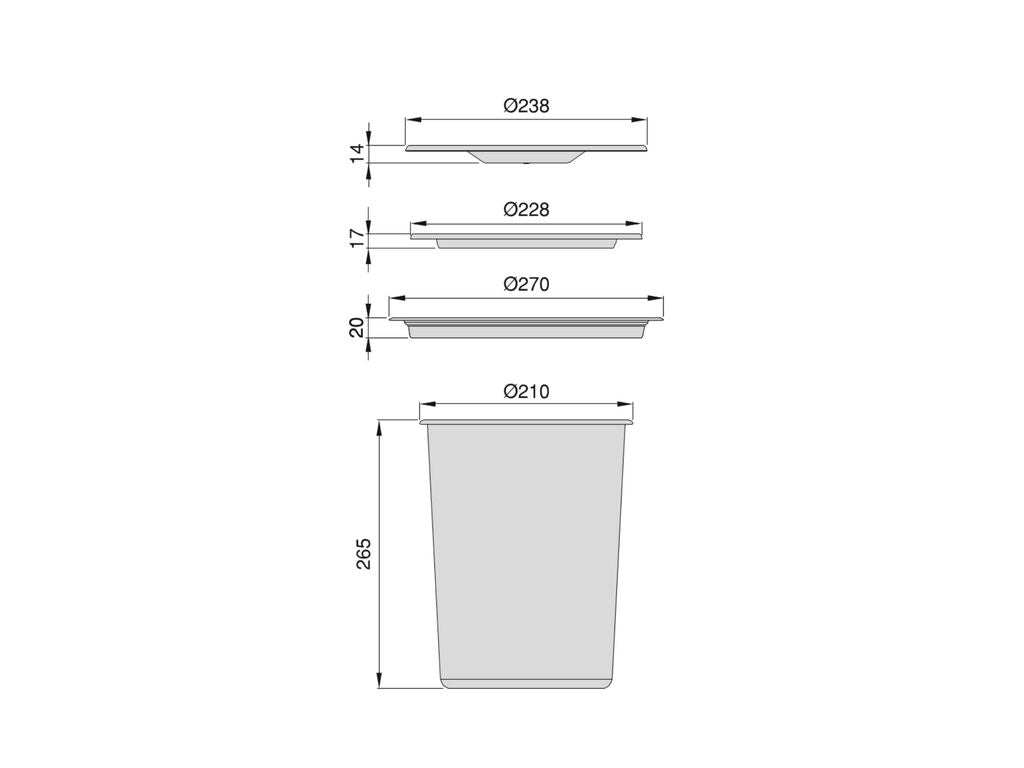 Emuca Recycle built-in kitchen counter waste bin, 1 removable 5/7 litre container, stainless steel and plastic