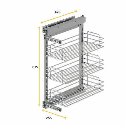 Emuca Carro extraíble Suprastar con cierre suave, módulo 300/400mm, Acero, Cromado