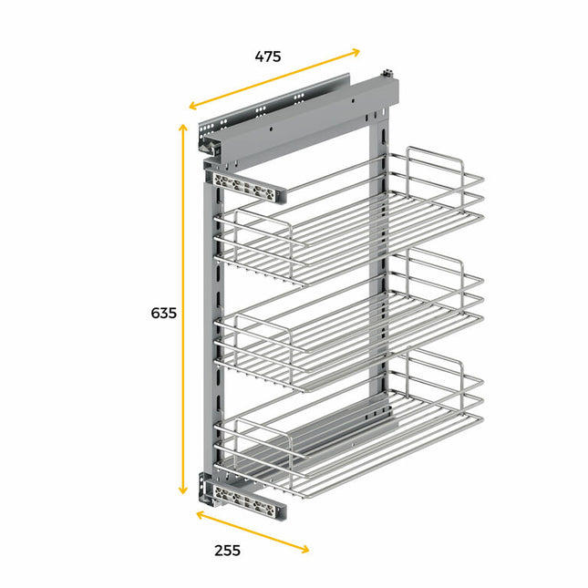 Emuca Suprastar pull-out trolley with soft close, 300/400mm module, Steel, Chrome