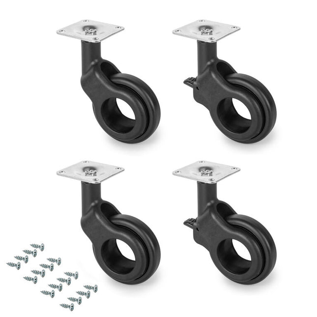 Emuca Set of 4 Hole 2 wheels with mounting plate, diameter 60mm