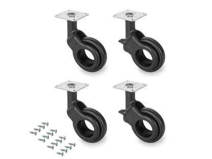 Emuca Set of 4 Hole 2 wheels with mounting plate, diameter 60mm, Steel and Plastic, Black painted