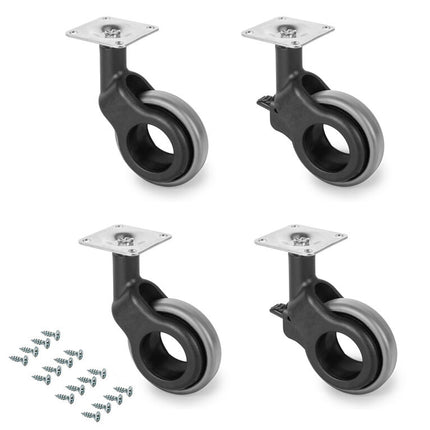 Emuca Set of 4 Hole 2 wheels with mounting plate, diameter 60mm