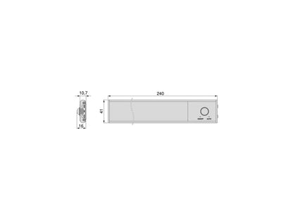 Emuca Kaus USB rechargeable LED wall light with proximity touch sensor, L600mm, Plastic and Aluminium, Matt anodized