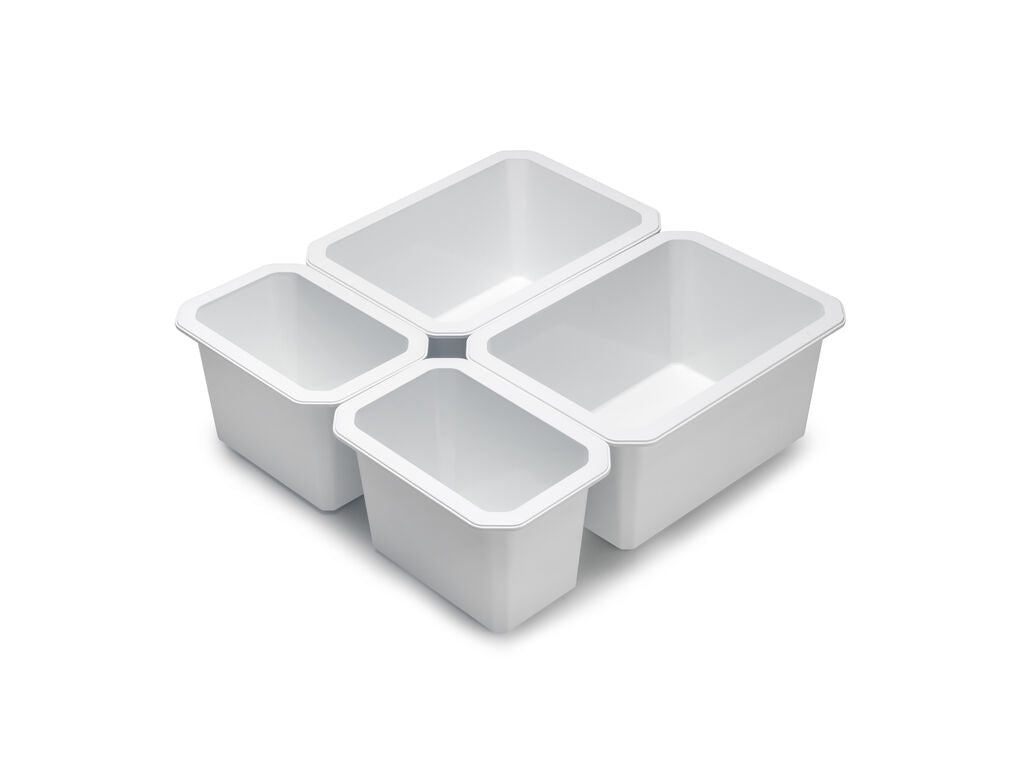 Emuca Tidy 4-piece bathroom drawer organizer cube set, plastic, white