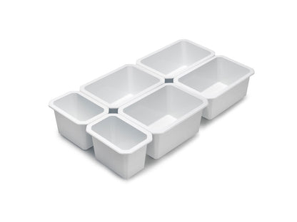 Emuca Tidy 4-piece bathroom drawer organizer cube set, plastic, white