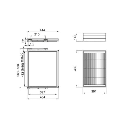 Wire basket wardrobe and soft-closing guide frame