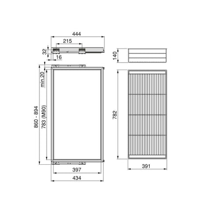 Wire basket wardrobe and soft-closing guide frame