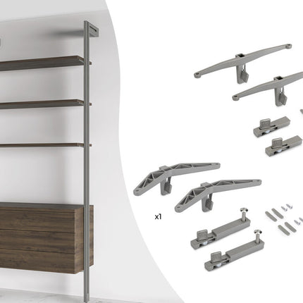 Emuca Kit de soportes para 3 estantes de madera y 1 módulo para la estructura Zero