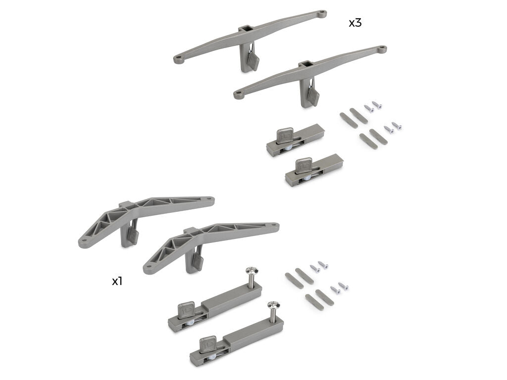 Emuca Kit of supports for 3 wooden shelves and 1 module for the Zero structure, Zamak, Textured black paint