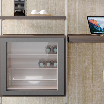 Emuca Kit de soportes para 1 estante de madera, 1 módulo y 1 barra de colgar de longitud 1m Zero