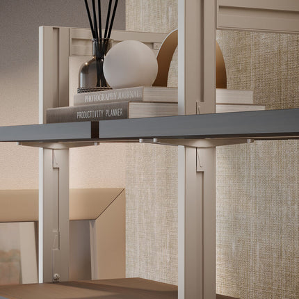 Emuca Kit de soportes para 4 estantes de madera y 1 barra de colgar de longitud 1m Zero, Aluminio y Zamak