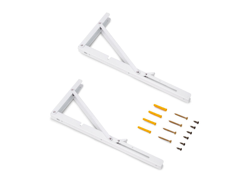 Emuca Folding shelf bracket set, length 403mm, Steel, White painted